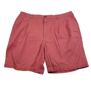 IZOD Chino Shorts Men 40 Salmon Pink Pleated Cotton Casual